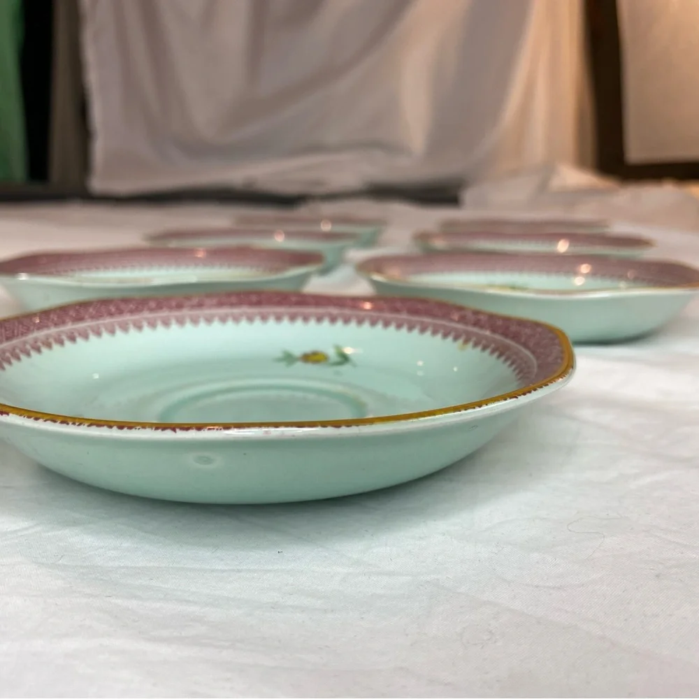 Adams Calyx Ware‎ Lowestoft Ironstone 7 tea saucers Vintage